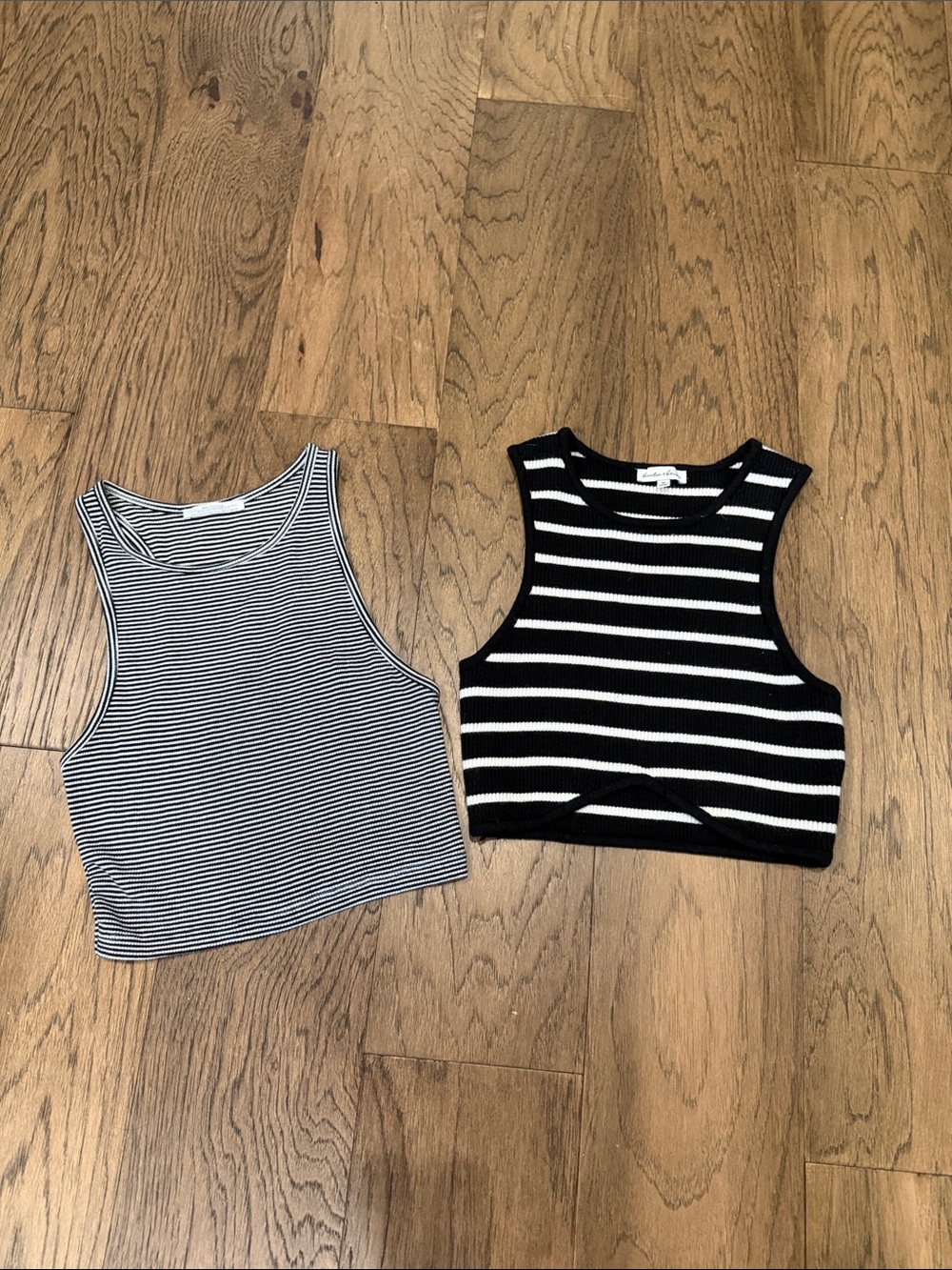 Black & White Striped Crop Tops - Set of 2 size small and medium